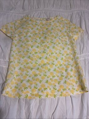 J. Crew Pineapple Print Tee in Yellow & Green on White